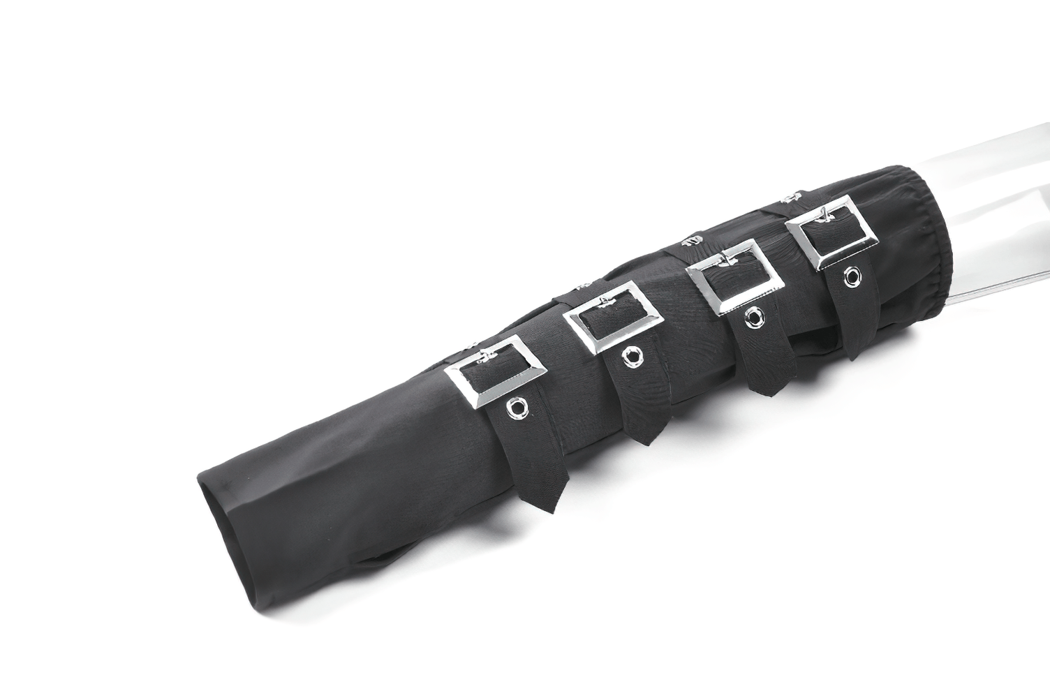 Alternative Buckle Arm Warmers with Silver Hardware featuring adjustable straps and square buckle trim.