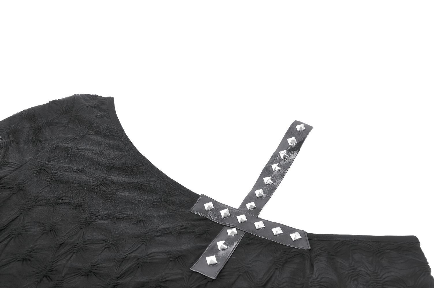 Alternative Spider Lace One Shoulder Studded Top featuring spider web lace and bold studded strap detail.