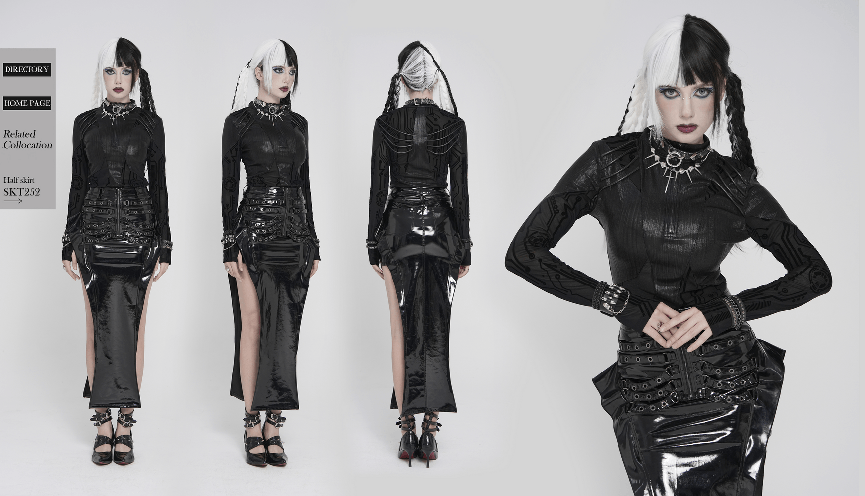 Black Cyberpunk Mesh Circuit Print Zip Up Techwear Top showcased with edgy accessories and a sleek silhouette.