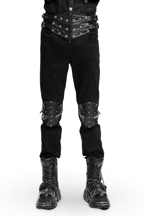 Gothic-Hosen mit Lederriemen und Metallelementen
