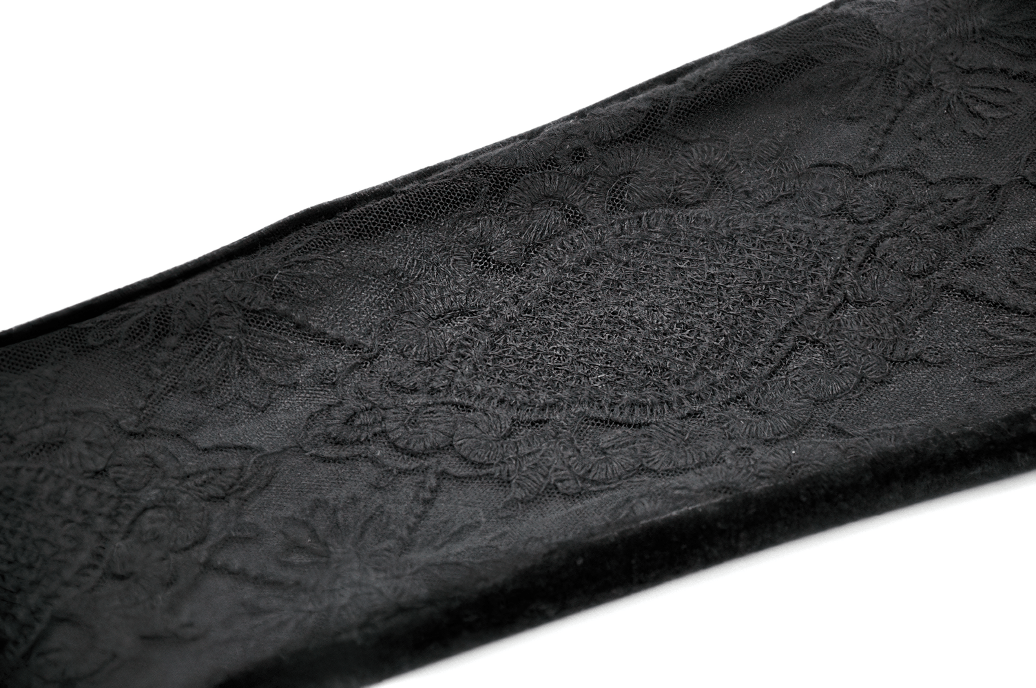 Intricate Black Lace Panel Leggings for Alternative Style close-up of lace detail