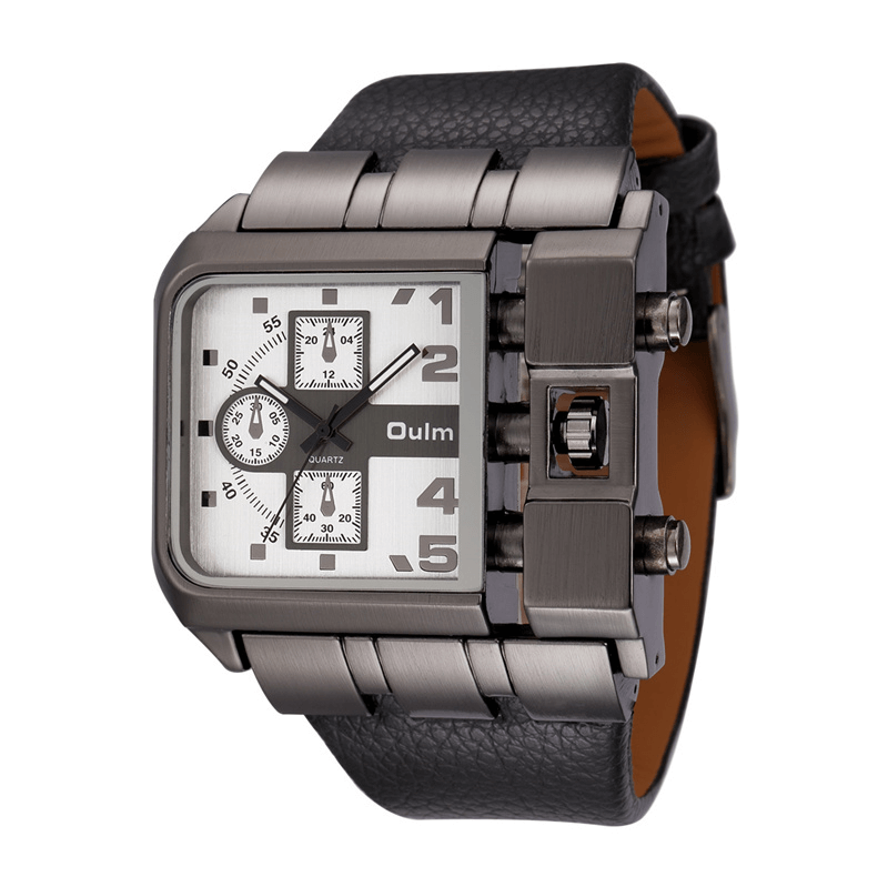 Luxury square dial wristwatch with wide black strap and unique design, perfect for statement style.