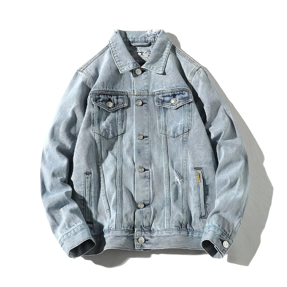 Men's Denim Retro Bomber Jacket with Pockets / Fashion Male Turn-down Collar Jackets - HARD'N'HEAVY