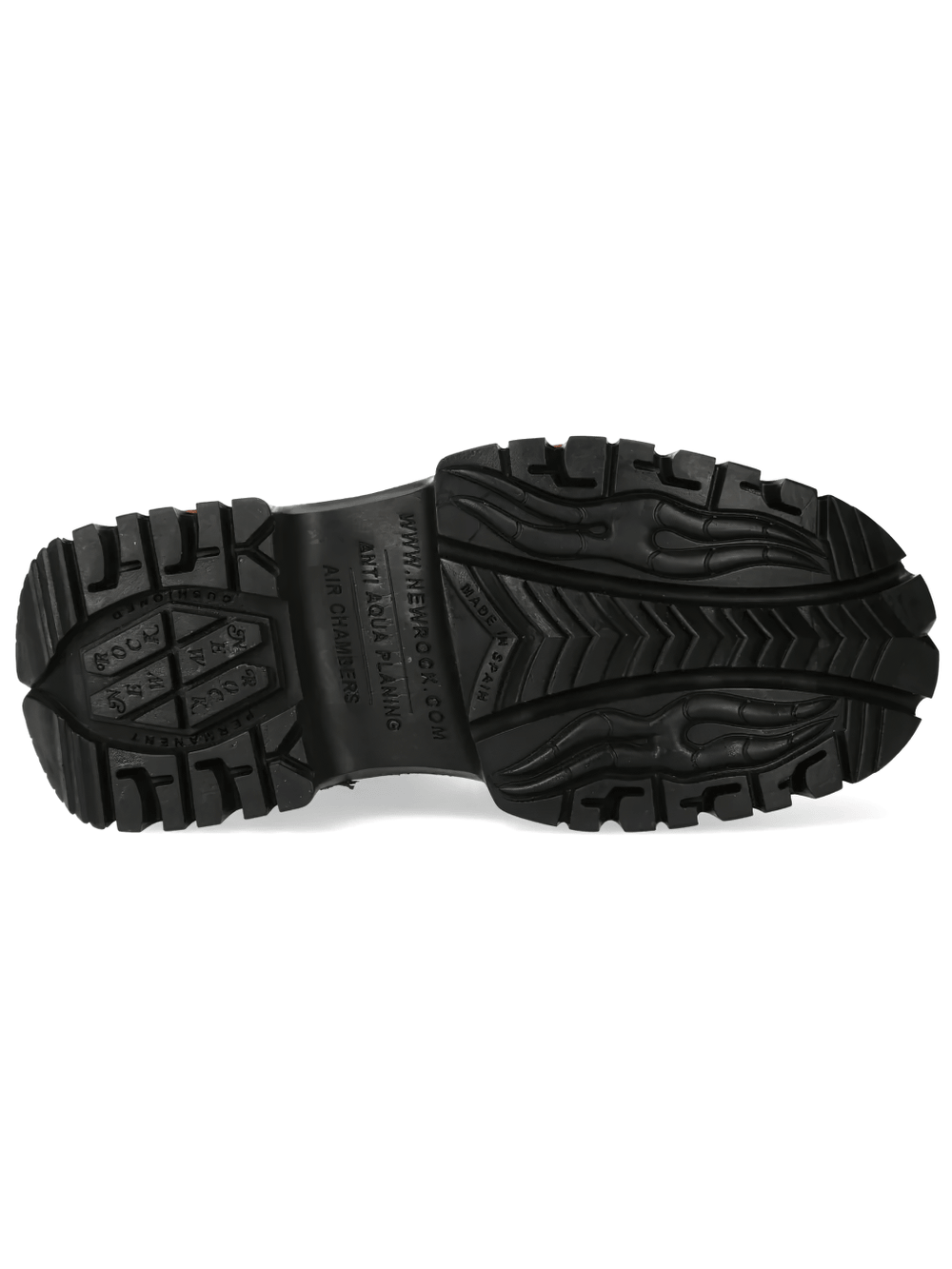 NEW ROCK Men's Flame Rock Shoes with Double Buckle Details - Durable black outsole with unique grip and design.