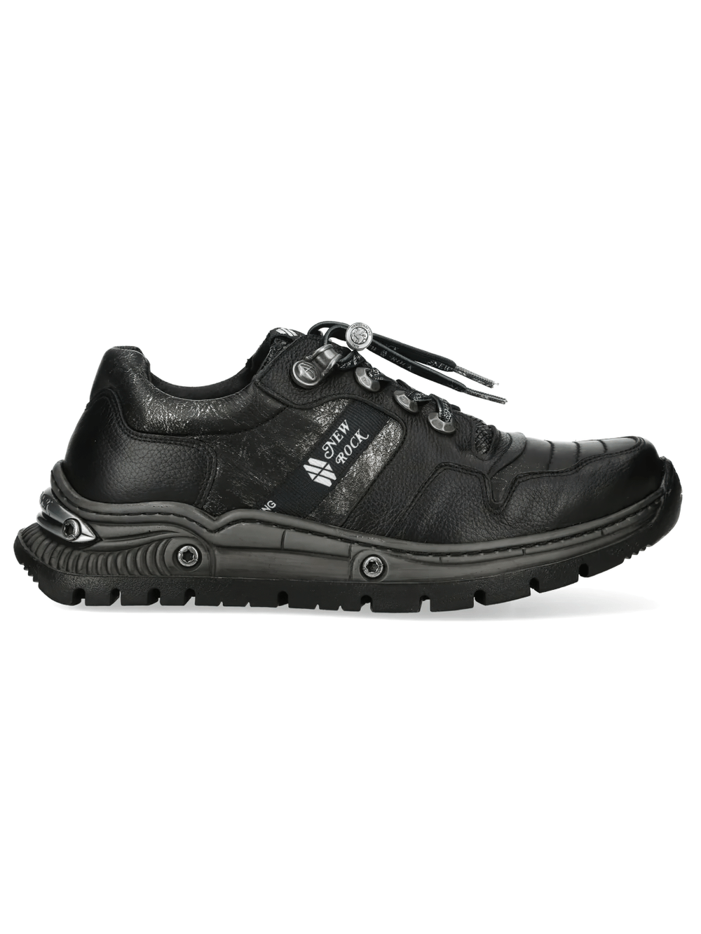 NEW ROCK Men's Gothic Rock Low-Top Chunky Tread Sneakers showcasing industrial style and rugged tread for bold streetwear.