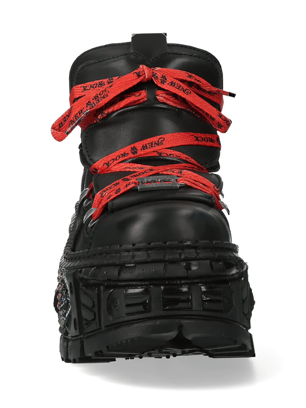 NEW ROCK Men's Gothic Shoes with Red Laces and Chunky Soles featuring bold red laces and distinctive chunky sole.