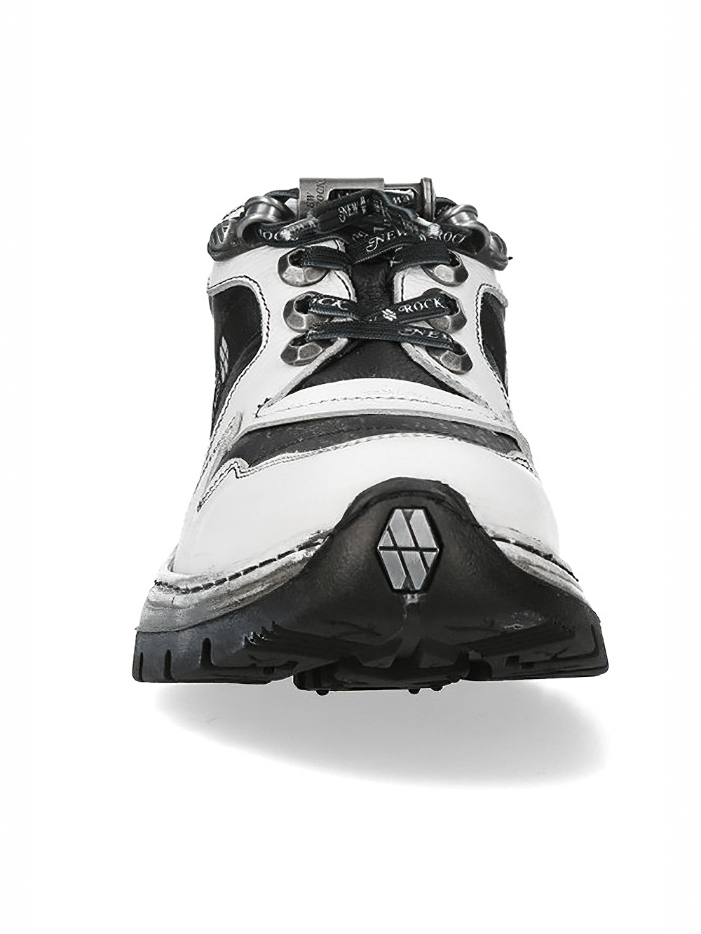 NEW ROCK Men's Rock Sneakers with Rugged Hybrid Sole Design, showing a stylish front view of the shoes with unique lace-up design.