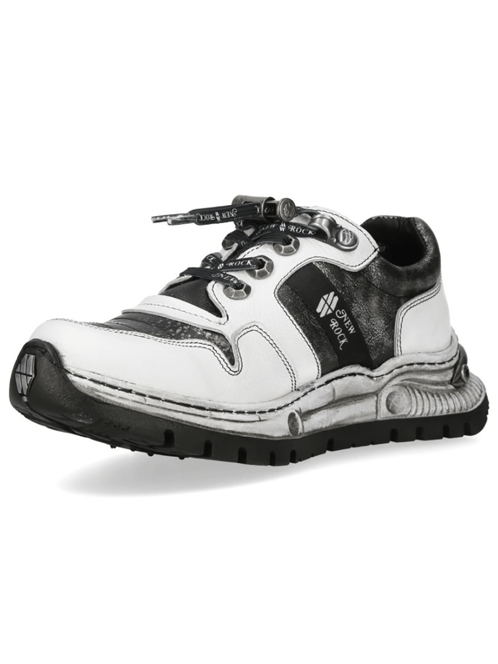 NEW ROCK Men's Rock Sneakers with Rugged Hybrid Sole Design featuring a metallic accent and stylish lace-up.