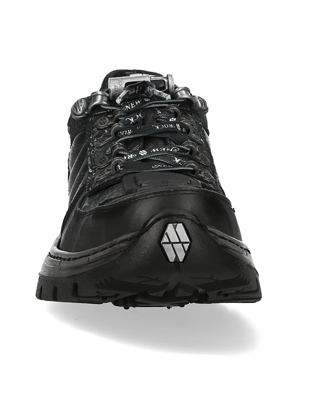 NEW ROCK Men's Sneakers in Black with Baroque Detailing, featuring a sculpted platform sole and gothic design.
