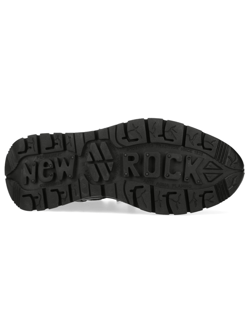 The sole of NEW ROCK Women's Rock Sneakers with Metallic Skull Details showcasing rugged grip and mechanical design.