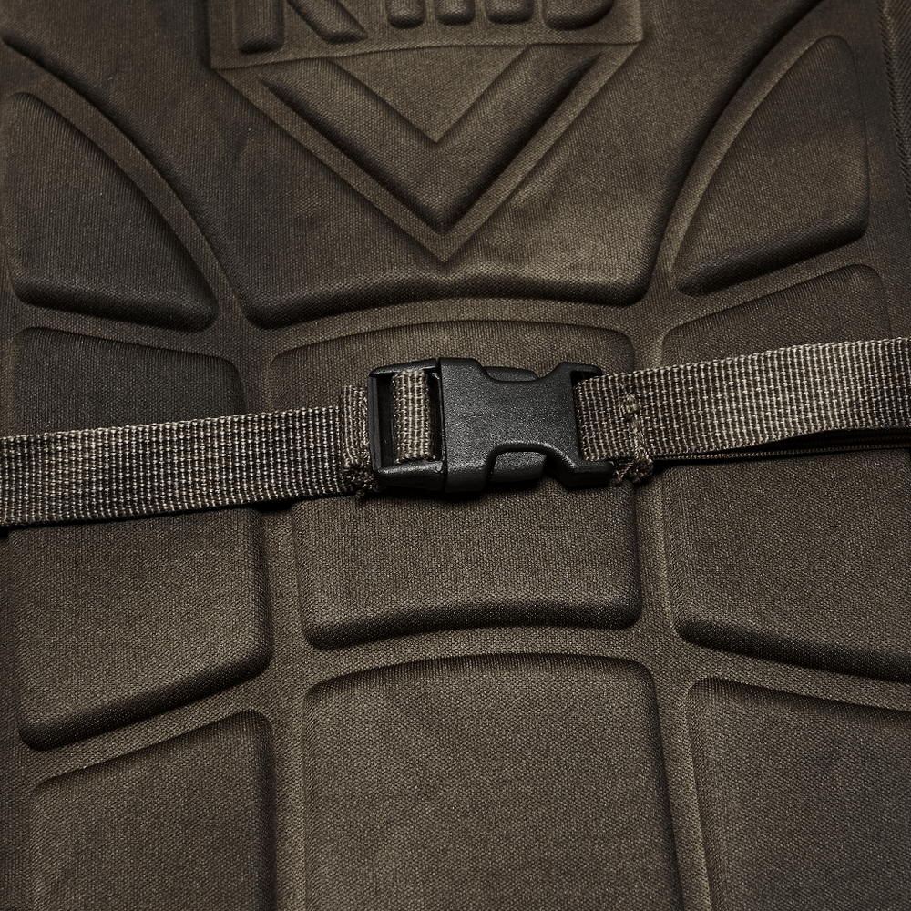 Punk Hydration Backpack with Chains and Studs chest strap detail and nylon fabric close-up.
