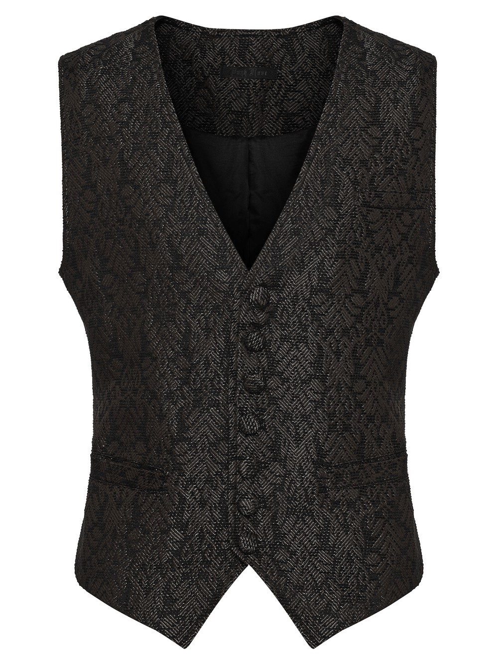 Retro Jacquard Waistcoat Vest with Deep V-Neck, featuring a luxurious textured fabric and tailored fit.