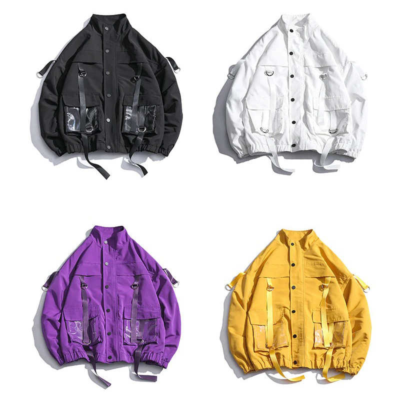 Stylish Jackets for Men / Military Streetwear Jacket with Ribbons and Pockets in Alternative Style - HARD'N'HEAVY