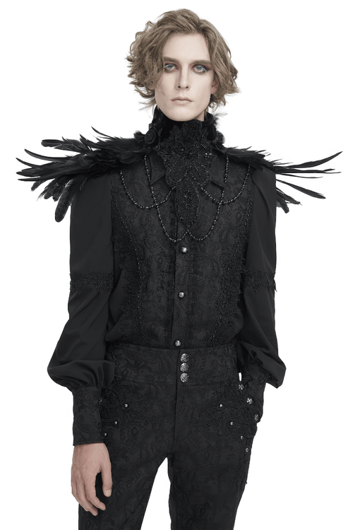 Collier gothique unisexe en plumes de perles avec col montant