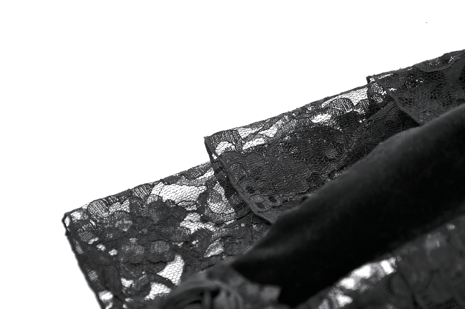 Victorian Floral Lace Arm Warmers for Alternative Styling close-up of black gothic lace details