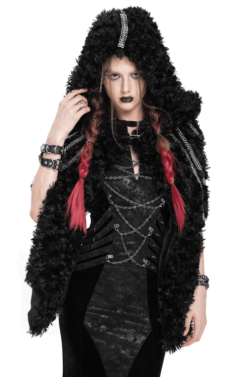 Women's Alternative Hooded Cape with Chain Details