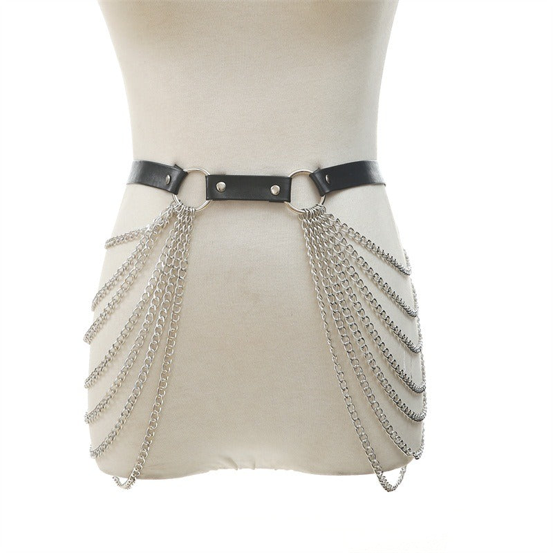 Women's Body Bra Harness With Chain In Gothic Style / Alternative Fashion Belt Chain Accessiores - HARD'N'HEAVY