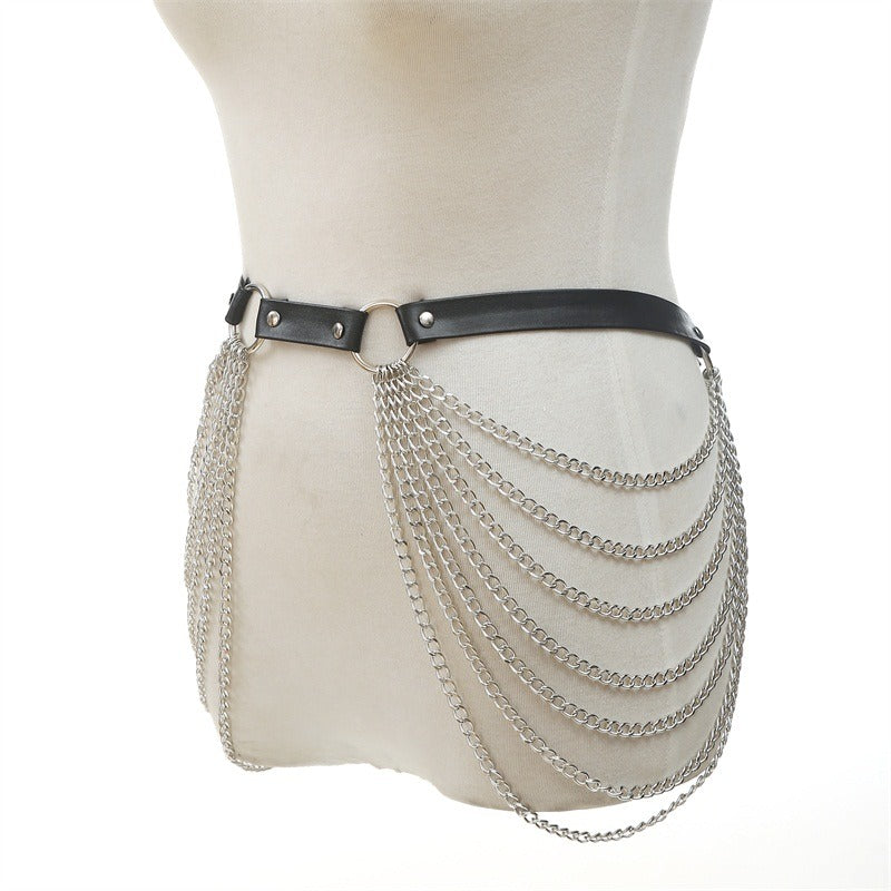 Women's Body Bra Harness With Chain In Gothic Style / Alternative Fashion Belt Chain Accessiores - HARD'N'HEAVY