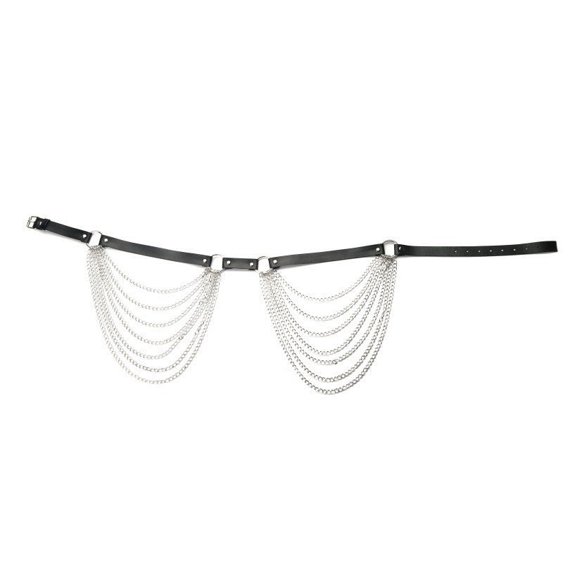 Women's Body Bra Harness With Chain In Gothic Style / Alternative Fashion Belt Chain Accessiores - HARD'N'HEAVY