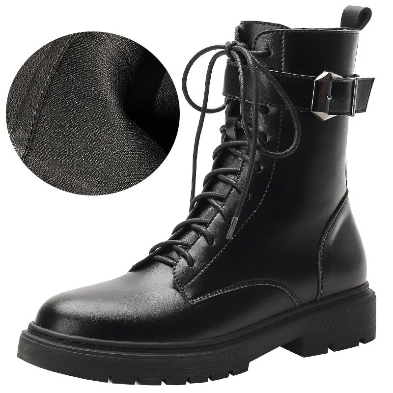 Women's Lace up Ankle Motorcycle Boots / Platform Gothic Shoes With Buckle - HARD'N'HEAVY