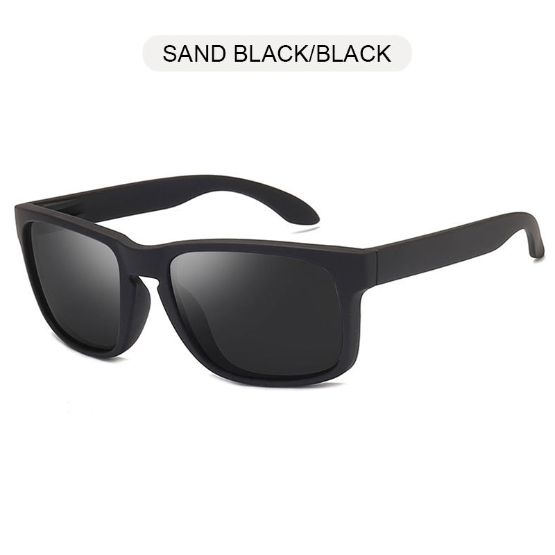 Alternative fashion square polarized sunglasses in sand black color, stylish and versatile for all face shapes.