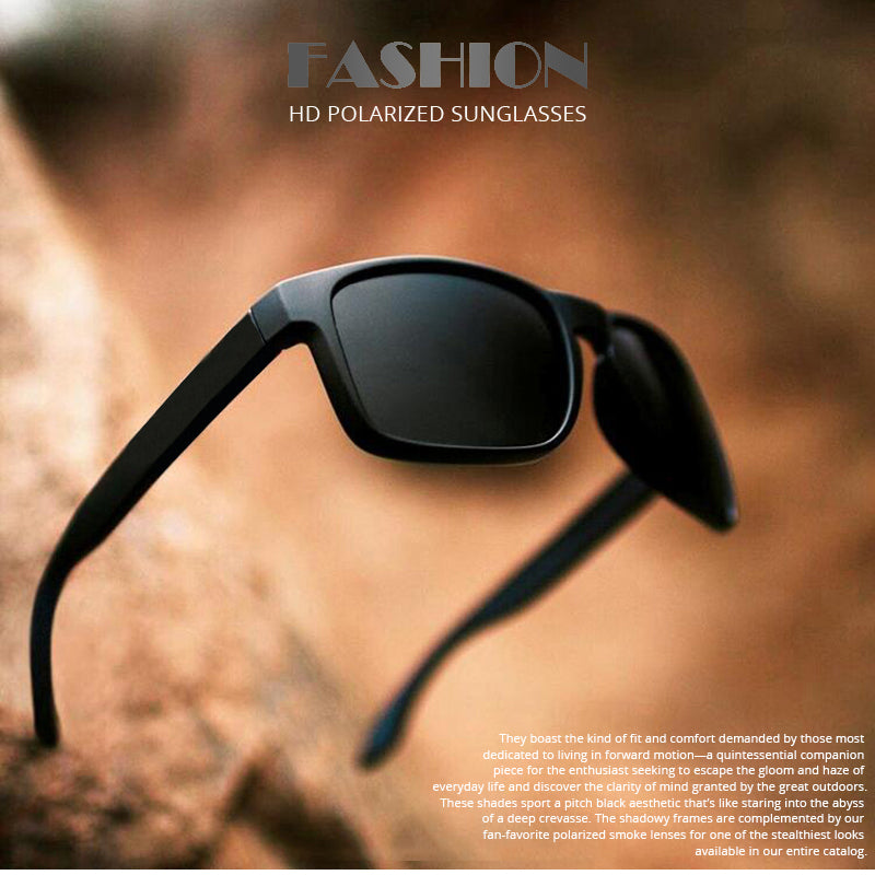Stylish square polarized sunglasses in black, perfect for casual wear and outdoor adventures.
