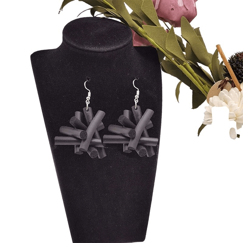Handmade punk style drop earrings made of rubber, featuring a unique vintage design, perfect for stylish outfits.